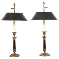 Pair of Antique French Candlestick Lamps