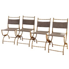 Set of Four Folding Faux Bamboo Chairs
