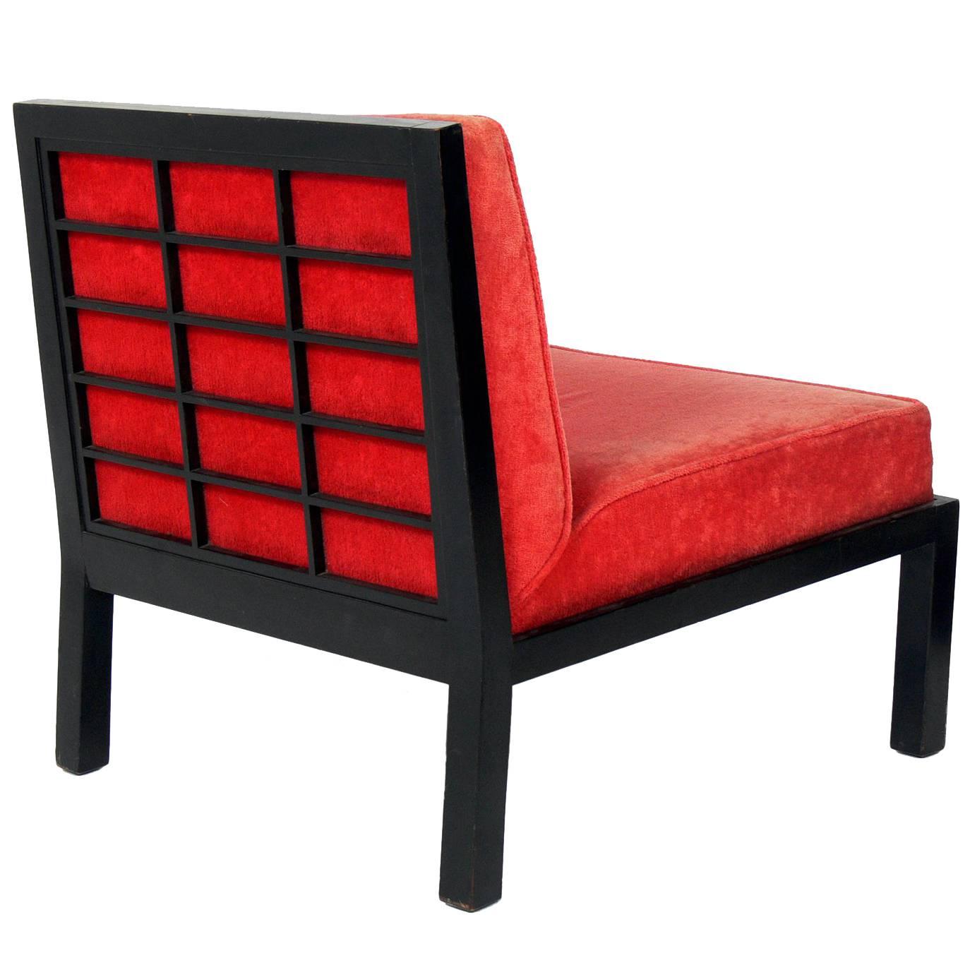 Asian Inspired Slipper Chair Designed by Michael Taylor for Baker