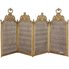 Antique French Ormolu Four-Panel Folding Fire Screen