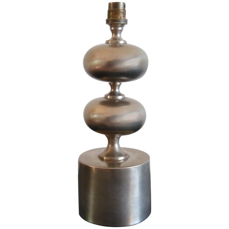 Petite Stainless Steel Table Lamp by Philippe Barbier, France, 1970s For Sale