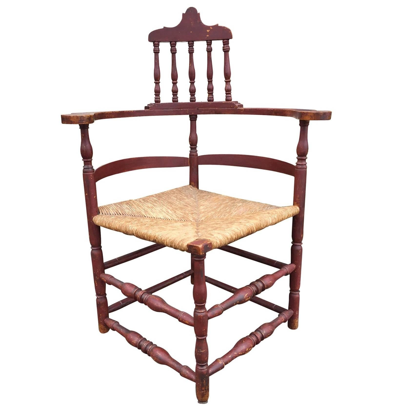 Red 18th Century American Corner Chair