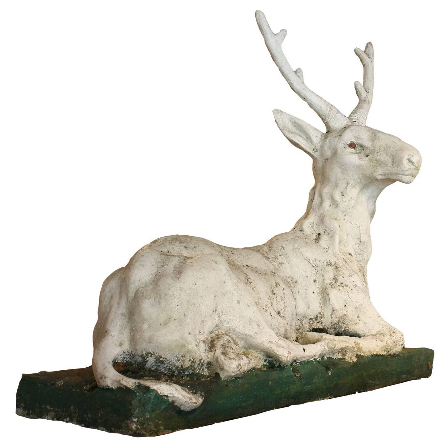 Vintage French Stone Stag from a Country Château Near Uzes, circa 1950 For Sale