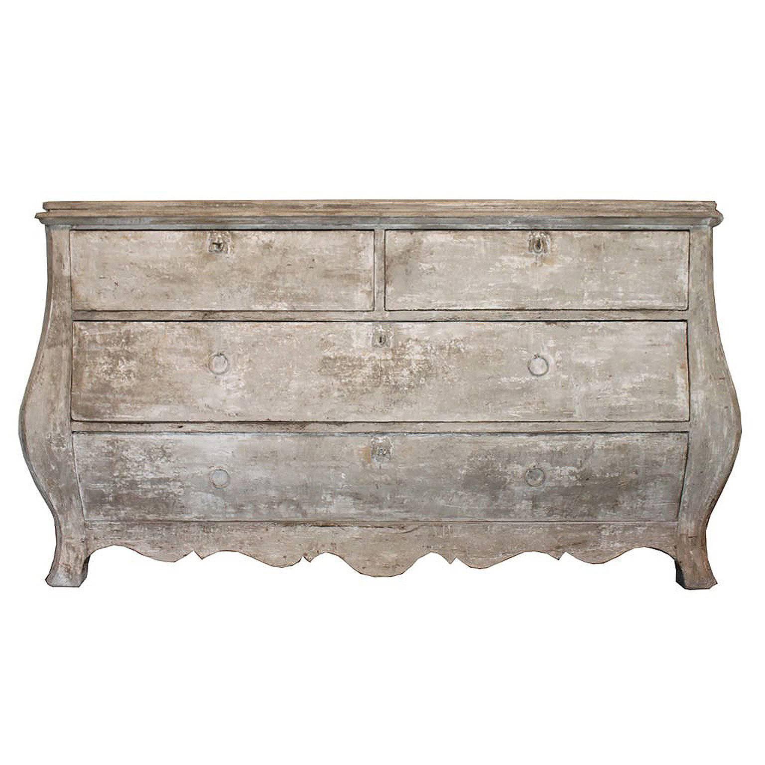 French Late 19th Century Dutch Style Painted Wood Bombé Chest with Four Drawers