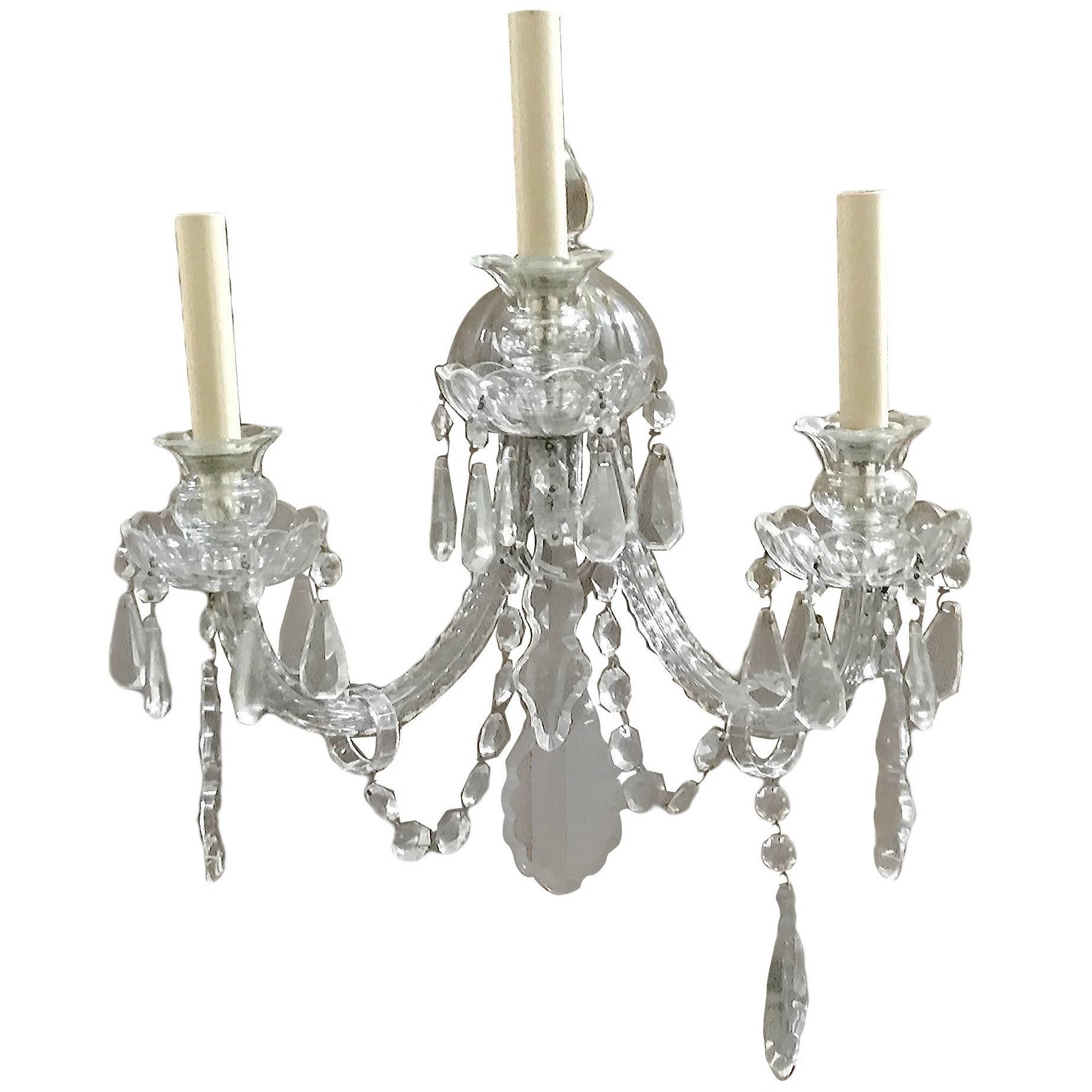 English Cut Crystal Sconces For Sale