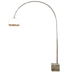 Mid-Century Modern Harvey Guzzini Arco Laurel Floor Lamp Chrome Marble Italian