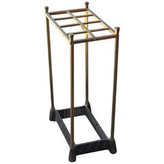 Vintage Modern French Brass Hollywood Regency Umbrella Rack Holder