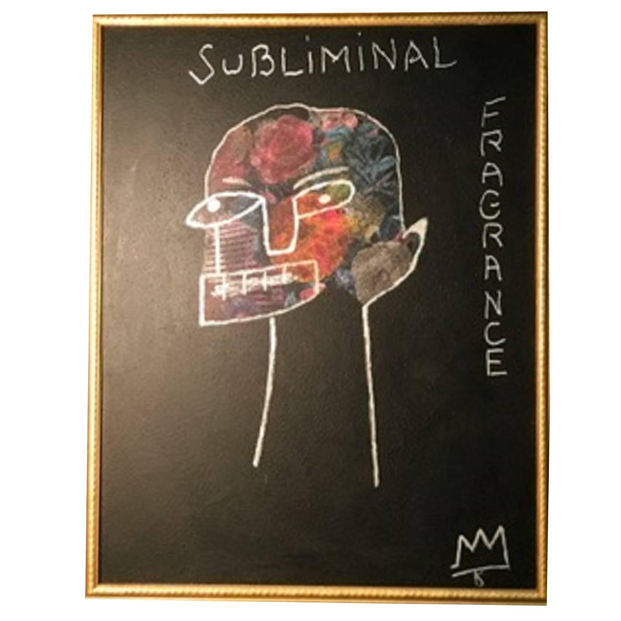 Unusual Painting of a Figure in the Manner of Artist Jean-Michel Basquiat For Sale