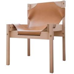 Stunning Light 'Boléia' Chair in Italian Full-Grain Leather
