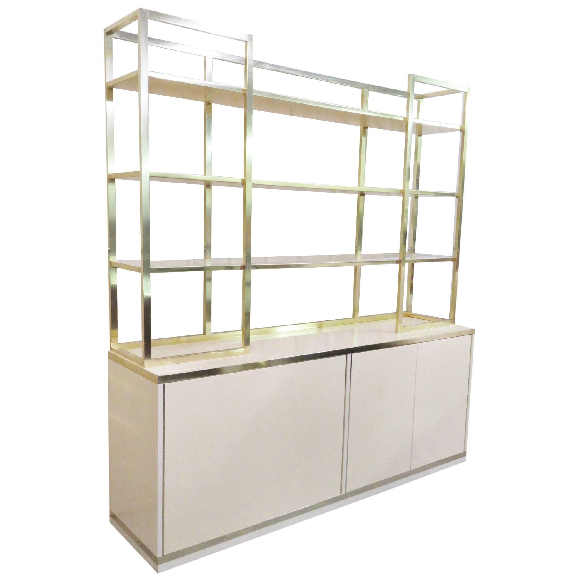Romeo Rega Style Brass and Cream Display Cabinet