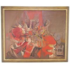 Abstract Expressionist Still Life Oil Painting by Jack Wolfe 'Listed' Dated 1953 3