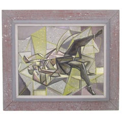 Abstraktes kubistisches Gemälde von William Littlefield, „Listed“, datiert 1951