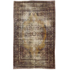 19th Century Lavar Kerman Rug with Gold, Sand- and Camel-Colored Tones