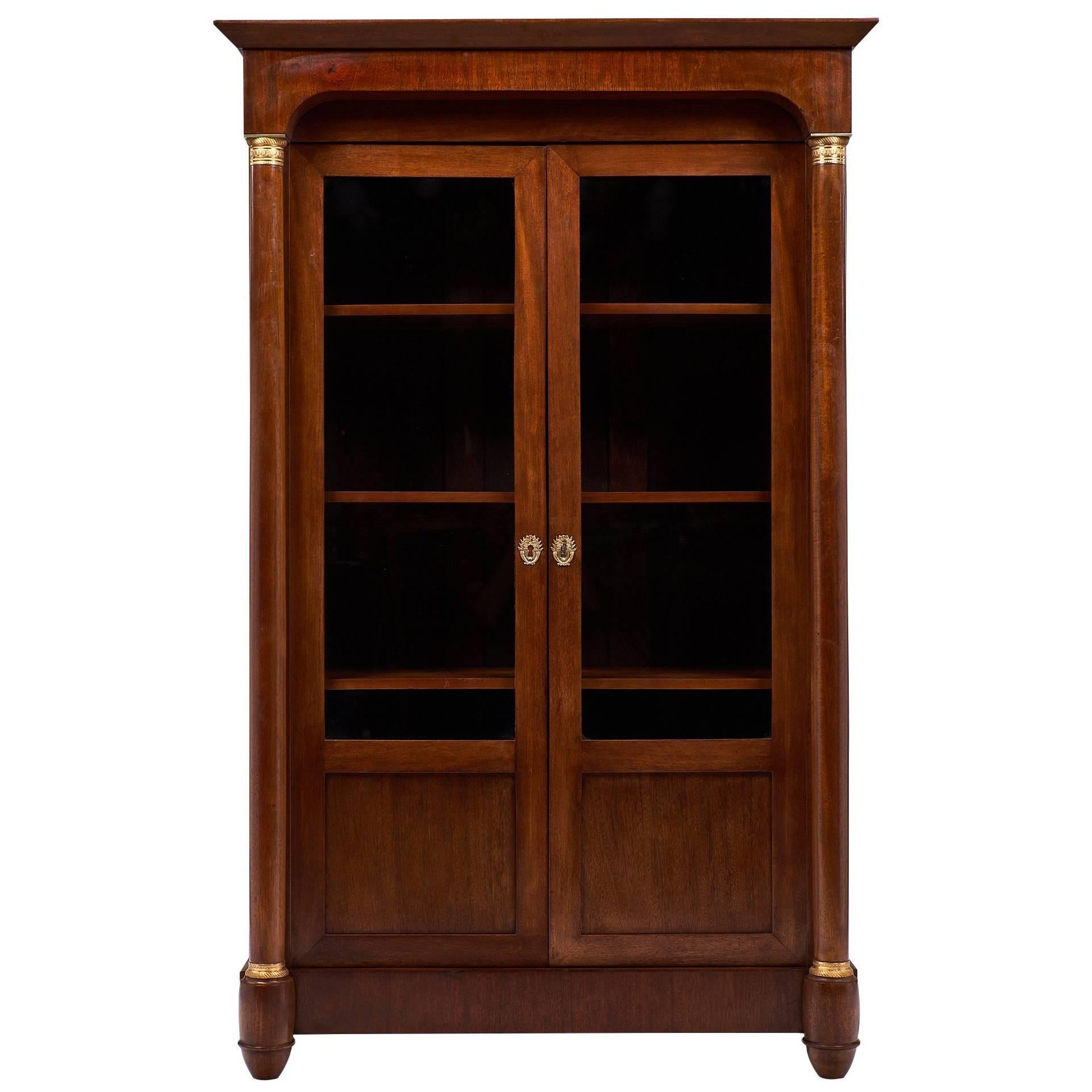 Empire Style French Antique Walnut Bookcase at 1stDibs