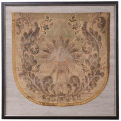 Antique 19th Century Dutch Religious Textile Fragment, Framed