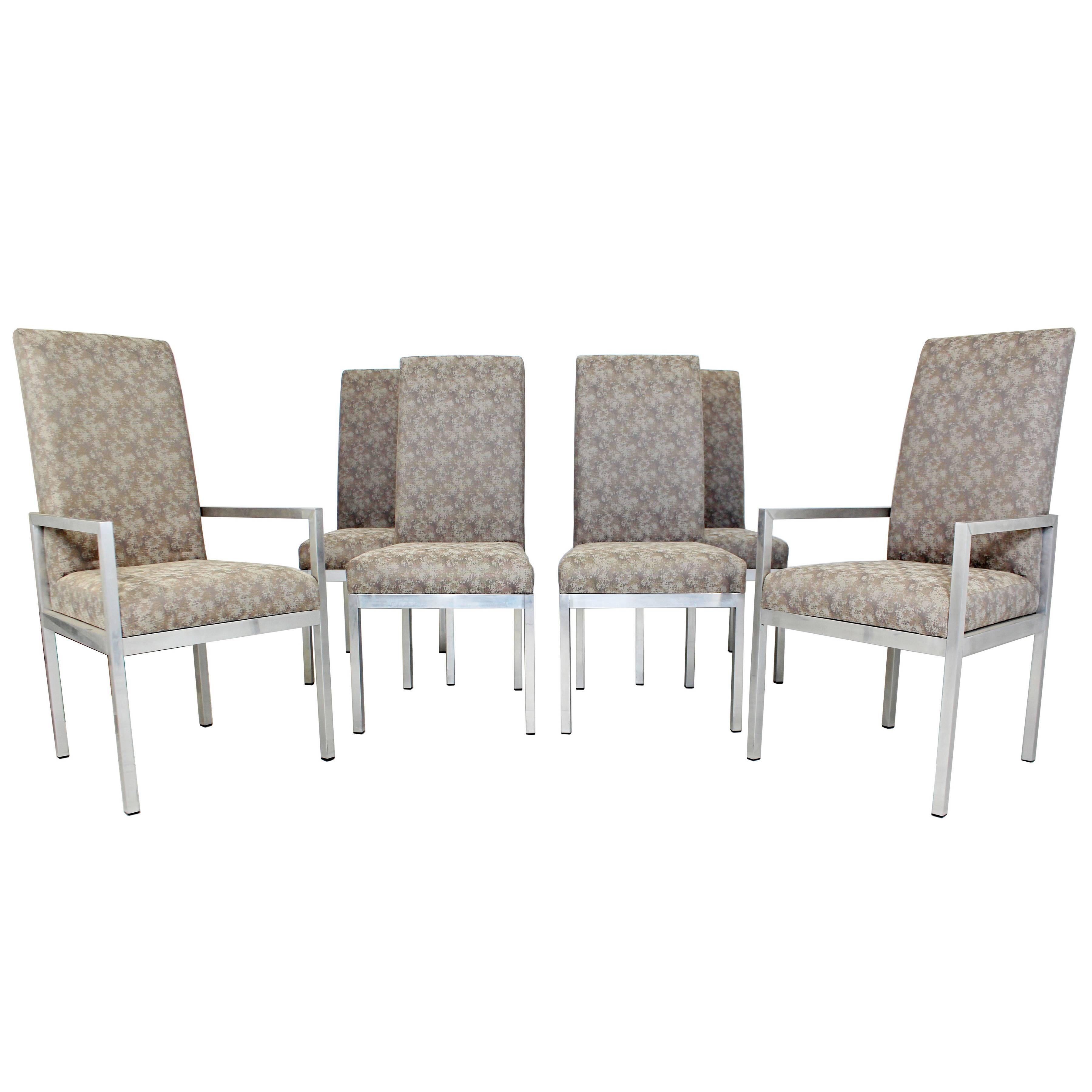 Mid-Century Modern Set of Six Milo Baughman for DIA Chrome Dining Chairs