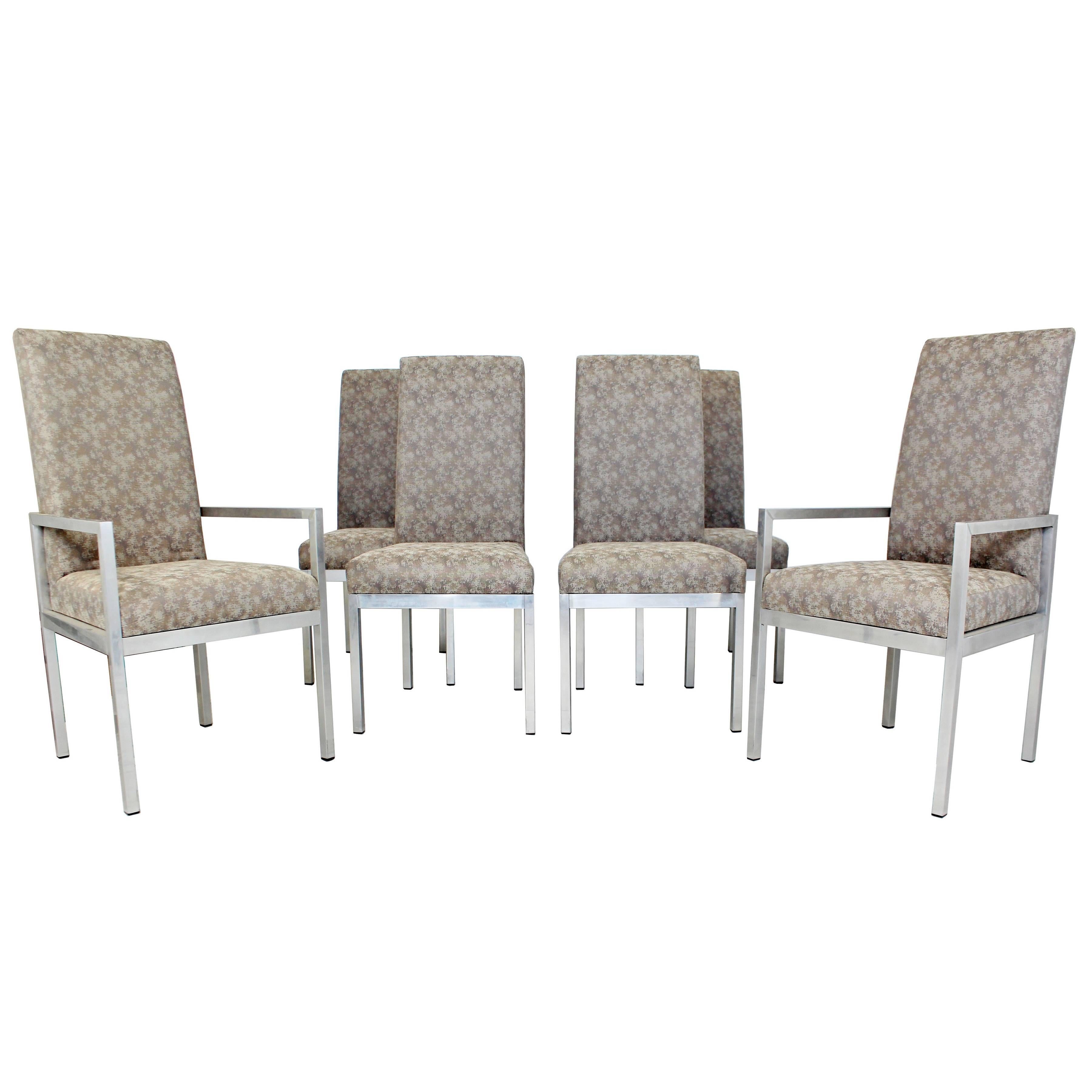 Mid-Century Modern Set of Six Milo Baughman for DIA Chrome Dining Chairs