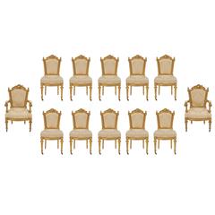 Set of 12 Italian Early 19th Century Louis XVI St. Giltwood Dining Chairs 7