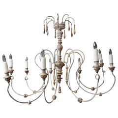 Eight-Arm Wood and Iron Chandelier from France