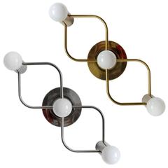 Sculptural Ceiling or Wall Light Flush Mount Chandelier by Leola, Germany, 1960s