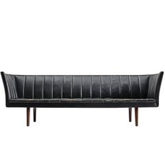 Helge Vestergaard Jensen Schwarzes Ledersofa:: Dänemark:: 1960