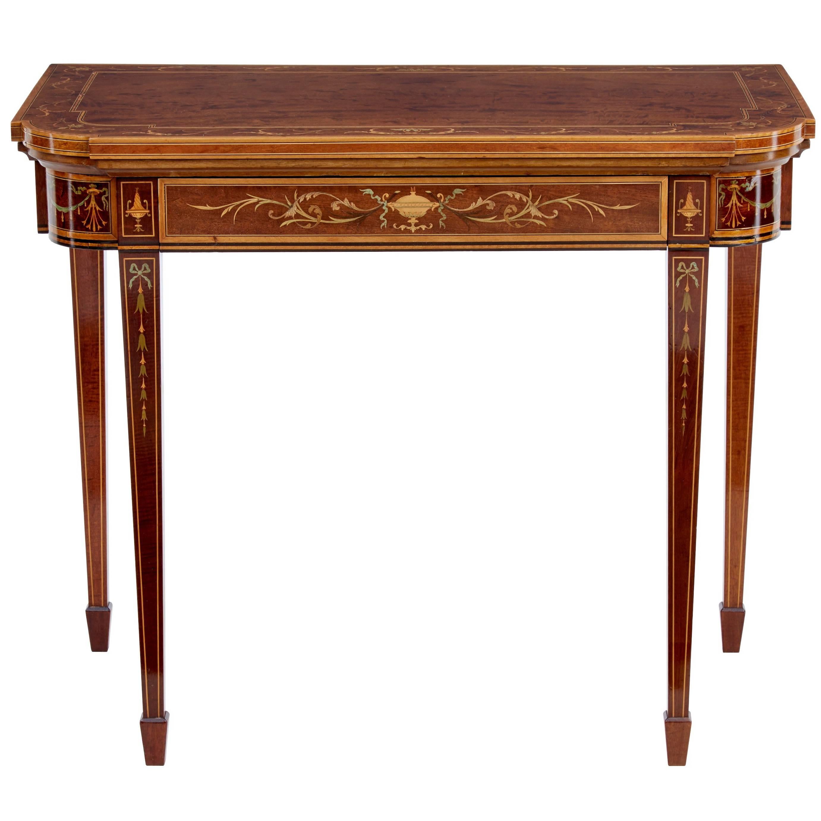 Late 19th Century Inlaid Mahogany Card Table by Edwards and Roberts