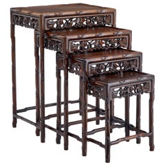 Antique Fine Set of Four Early 20th Century Chinese Rosewood Nesting Tables