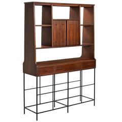 Danish Modern Broyhill Saga Room Divider W/ Custom Hand Welded Steel Base 1960's