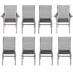Mid-Century Italian Modern Black and Chrome Cord Bauhaus Chairs by René Herbst 7
