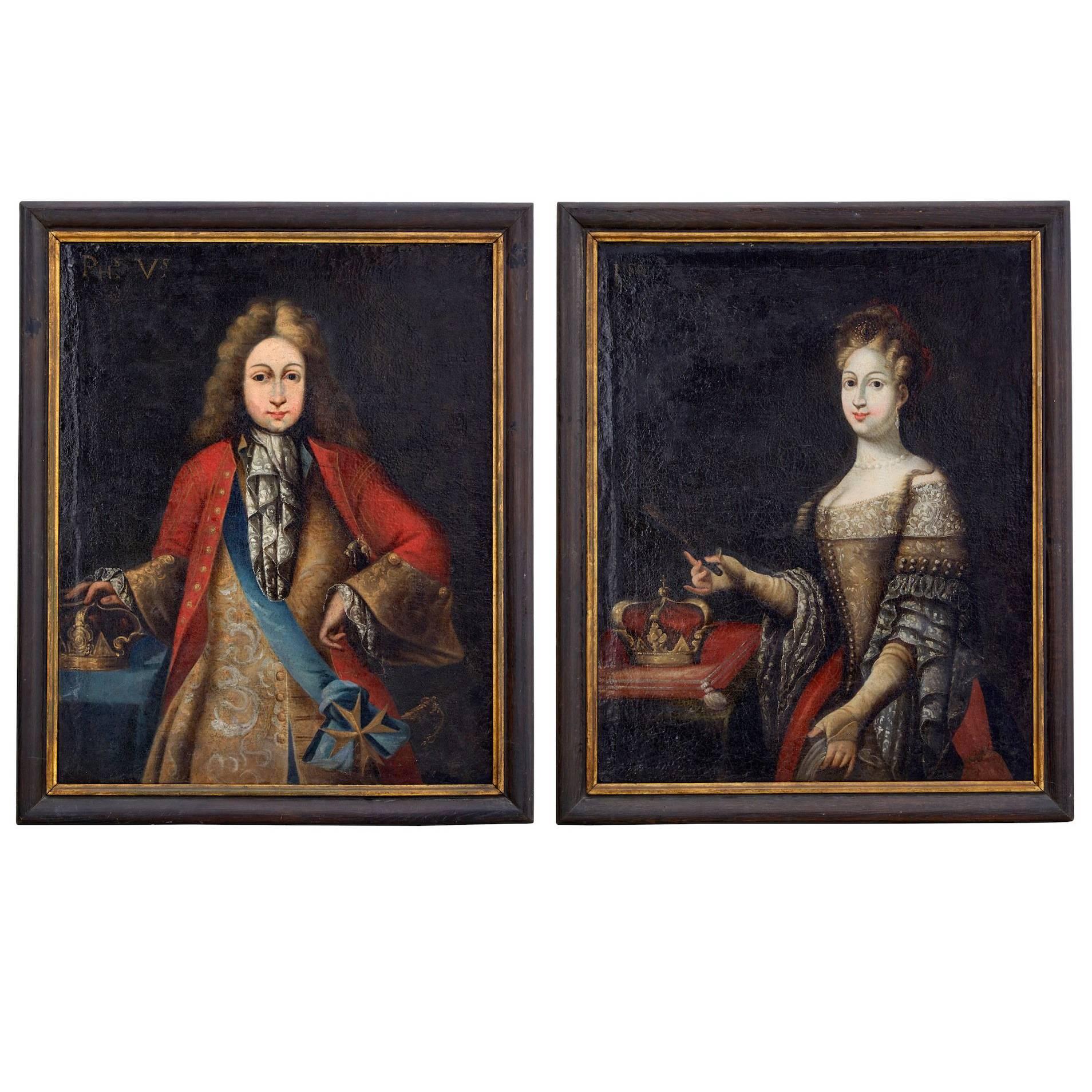 Pair of Early 18th Century Habsburg Empire Oil on Canvas Portraits