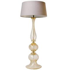 Elegant Italian Murano Gold Inclusions Glass Floor Lamp by Barovier & Toso