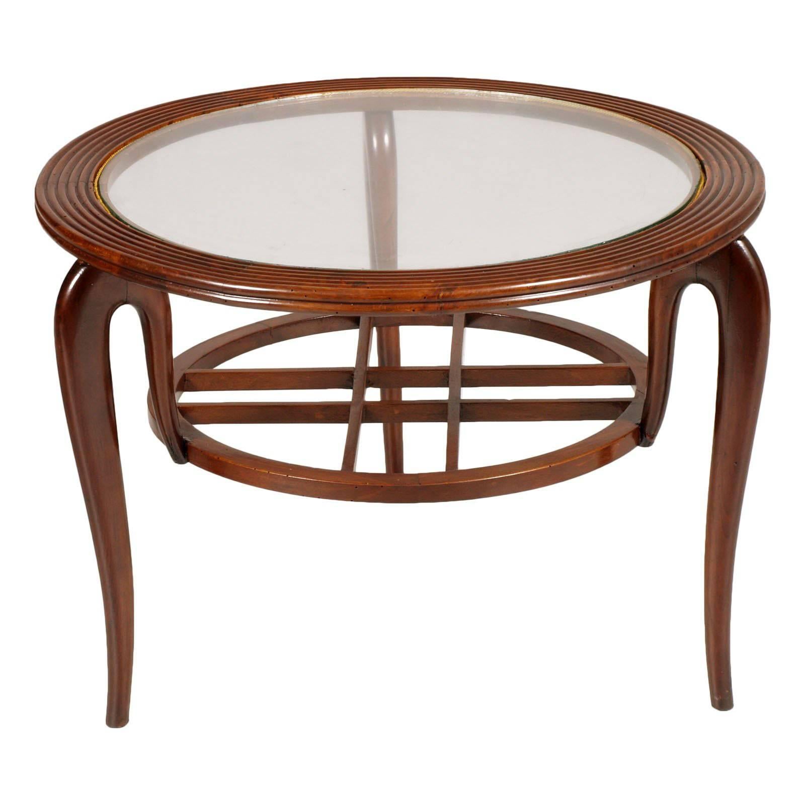 1940s Mid-Century Coffee Table Centre Table by Paolo Buffa, Walnut wax-polished