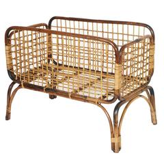Mid-Century Modern Cradle in Bamboo and Rattam, Ico Parisi Style Period, 1950s 3