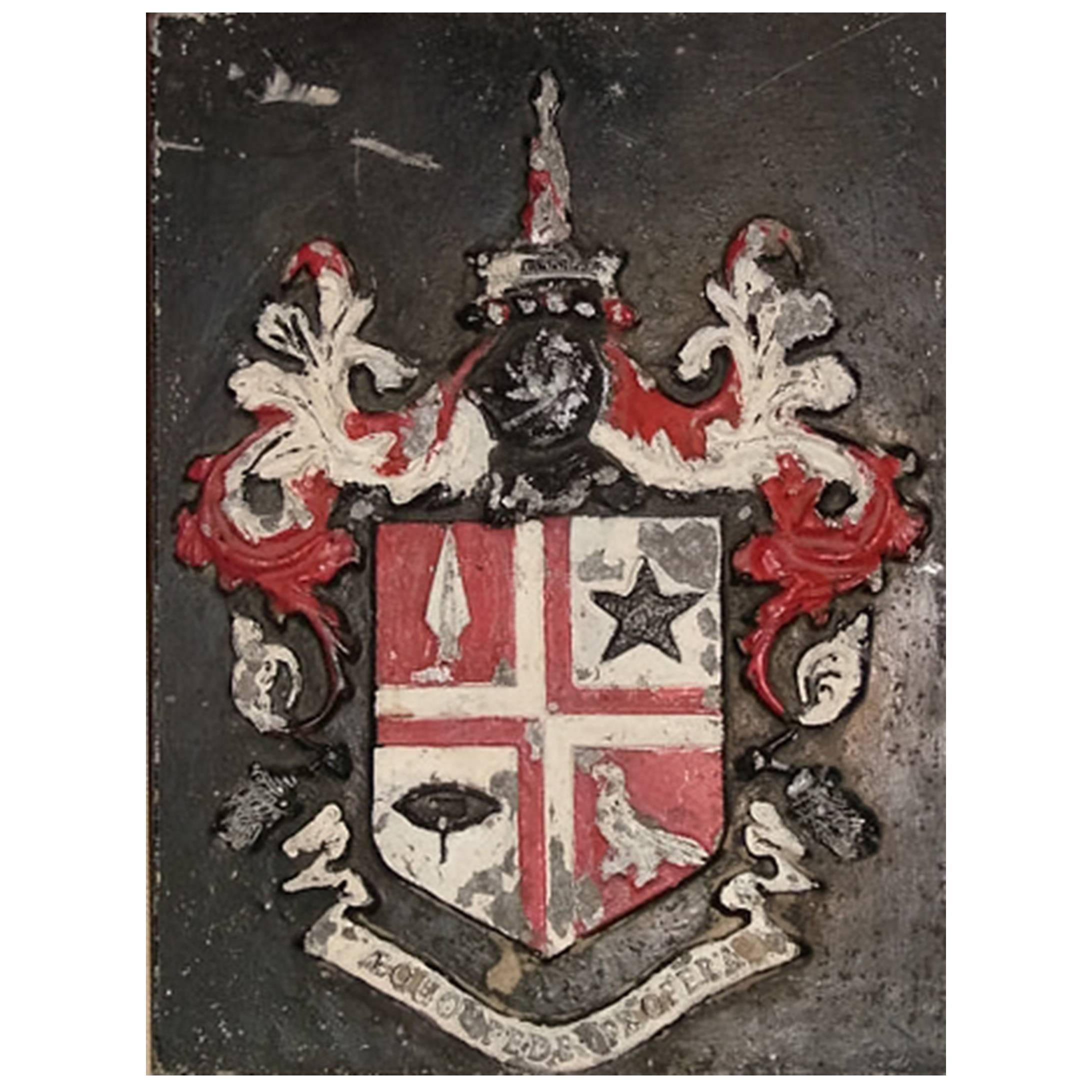 Coat of Arms Cast Iron Wall Plaque, Late 18th-Early 19th Century