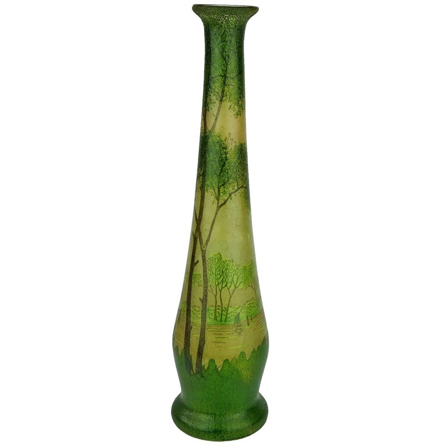 Art Nouveau Long-Necked Legras Vase