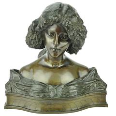 Art Nouveau Bust of a Young Woman by Richard Aurili 12
