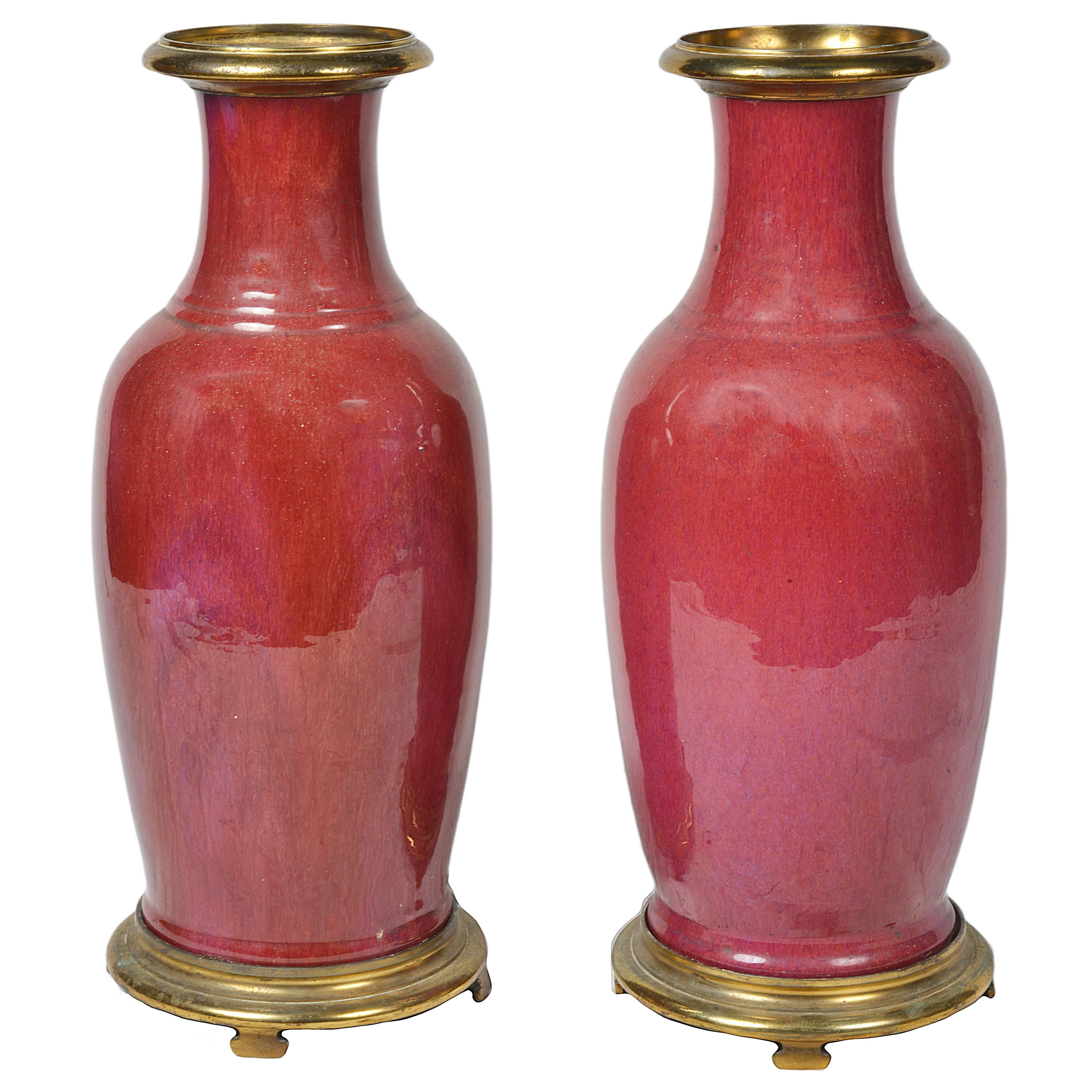 Pair of 19th Century Chinese Sang De Boeuf Vases or Lamps