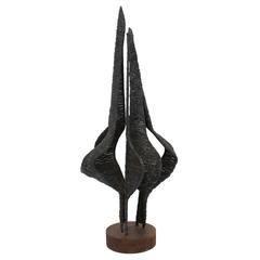 Vintage Mid-Century Abstract Metal Sculpture in the Manner of Jean Woodham