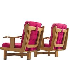 Guillerme & Chambron Pair of Lounge Chairs, France, 1960s