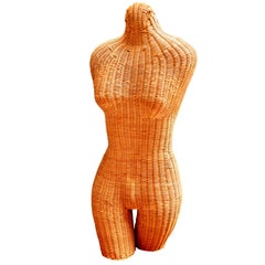 Vintage Wicker Female Mannequin Torso