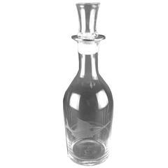 American Glass Decanter Engraved Decanter Silver Rim and Jigger Stopper
