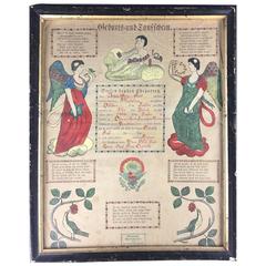 Pennsylvania German Printed German Birth and Baptism Certificate, 1800