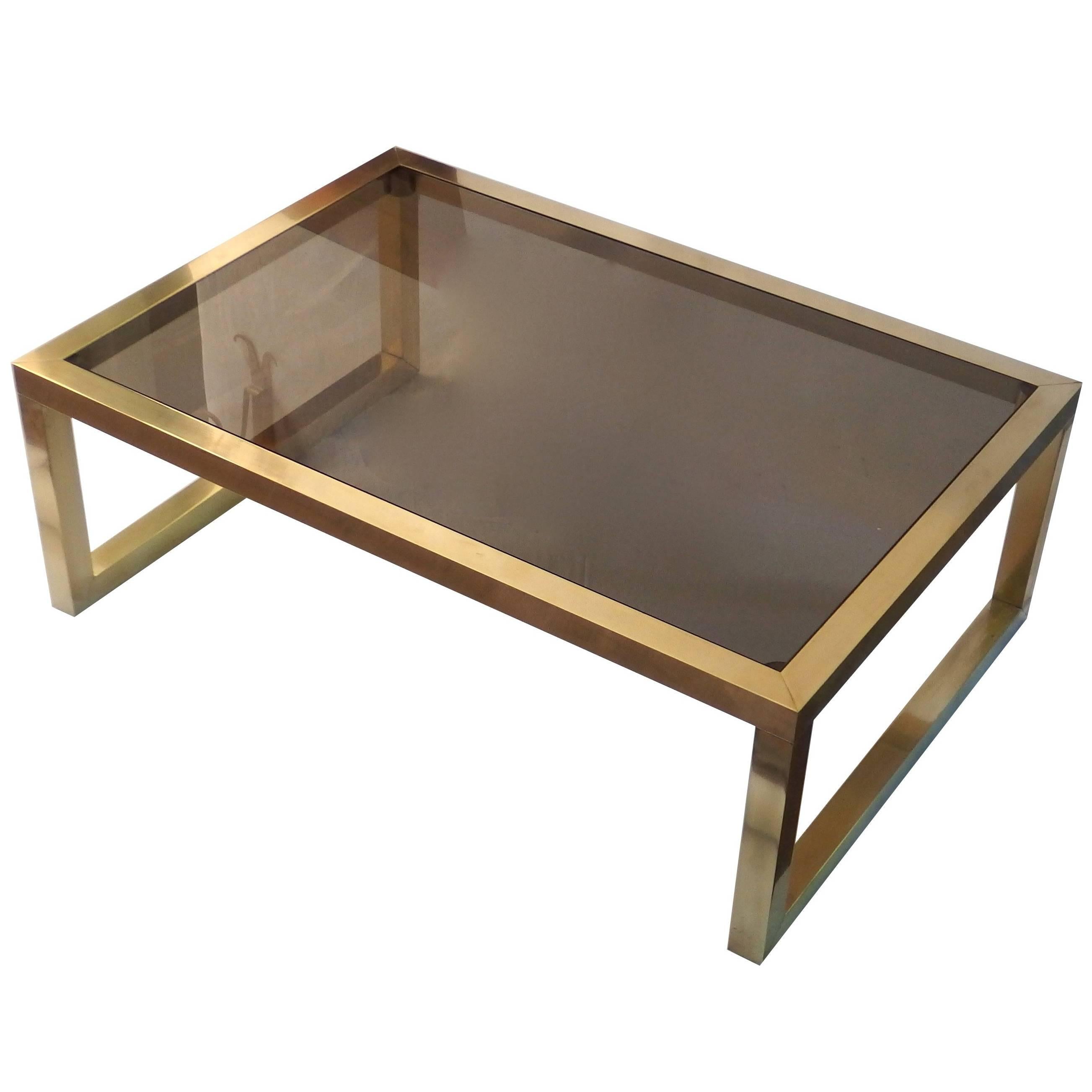 Coffee Tables Brass and Glass For Sale