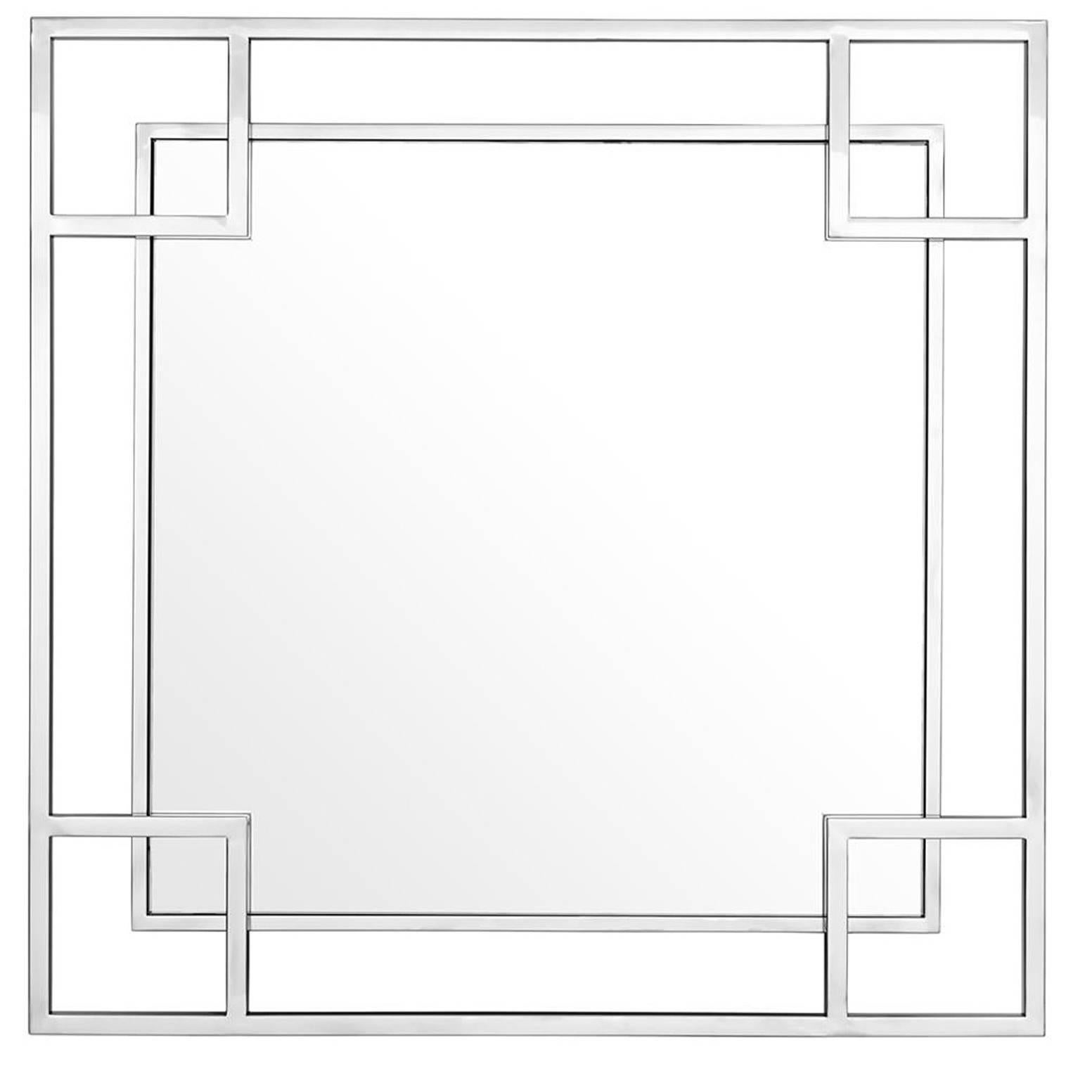 Slim Square Mirror in Polished Stainless Steel or Gold Finish