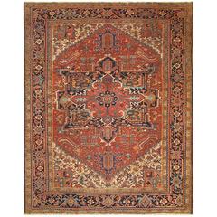 Antique Heriz Carpet with Complex, Entwined Patterns and Intricate Border 9