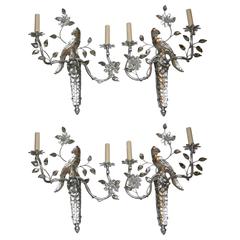 Set of Four Silver Plated Parrot Sconces 3