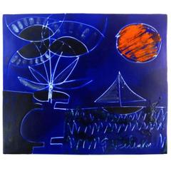 Gilbert Valentin, Les Archanges, Ceramic Wall Plaque, Vallauris, 1950s 6