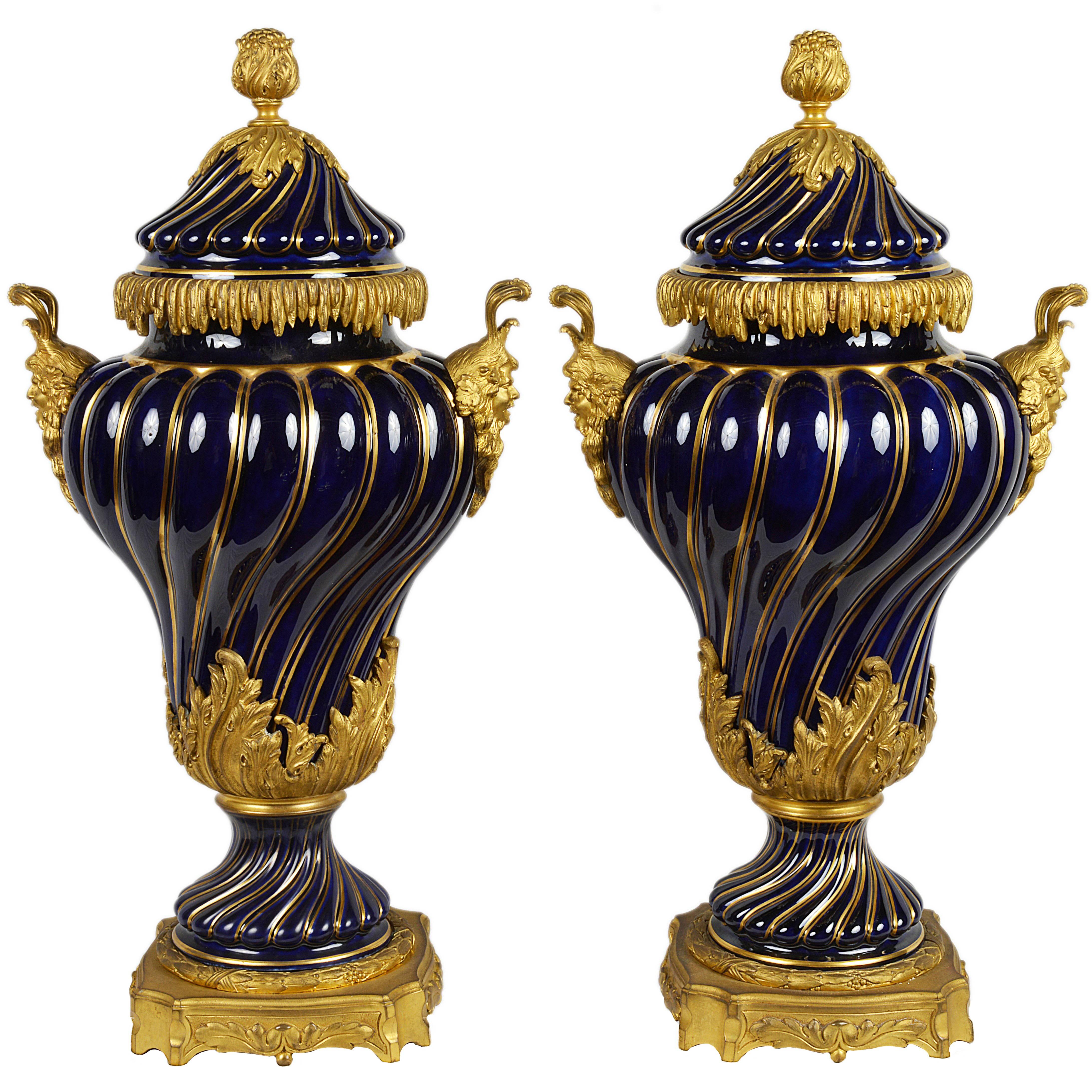 Pair of 19th Century Sevres, Ormolu mounted Vases