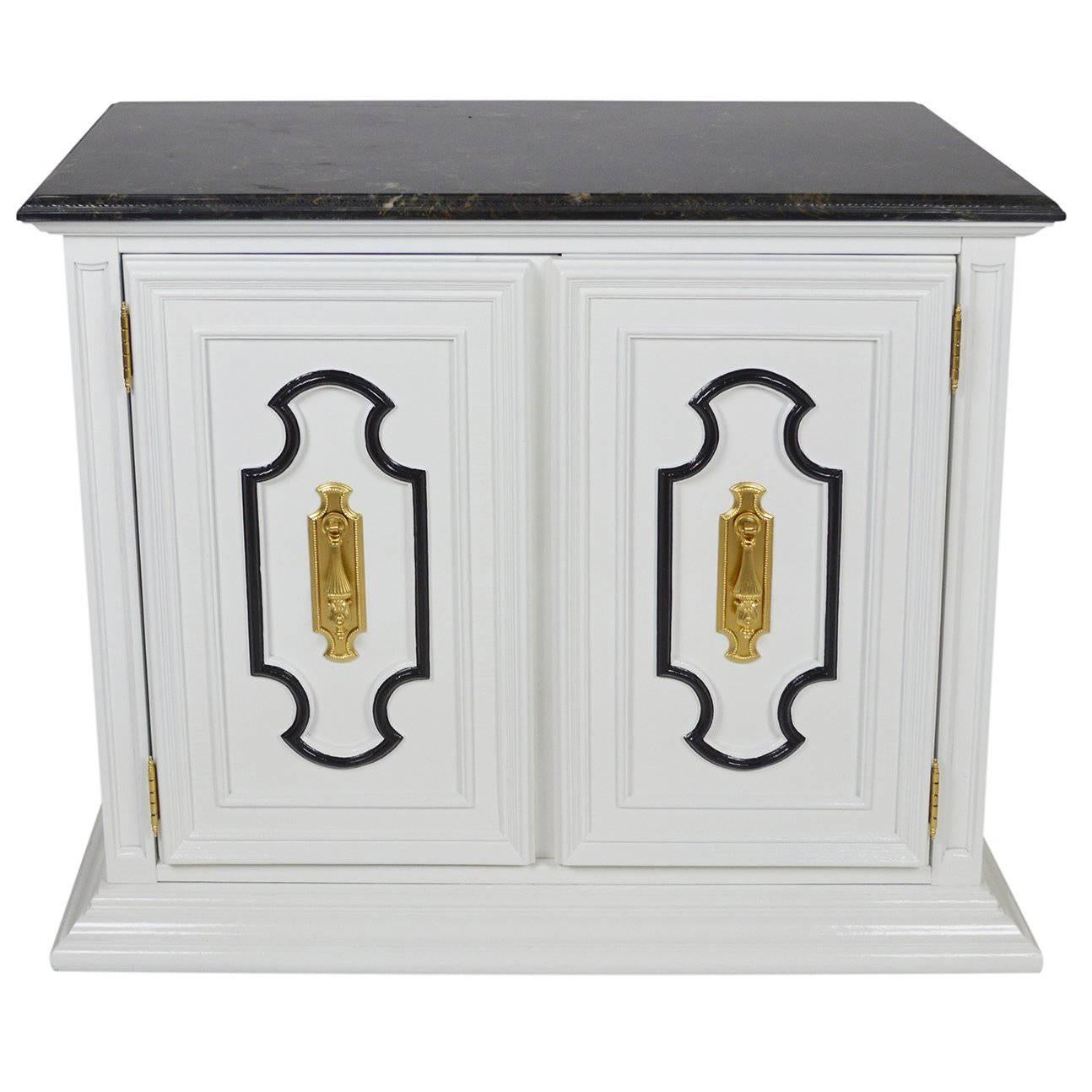 Dorothy Draper-Style Marble-Top Bar Cabinet For Sale