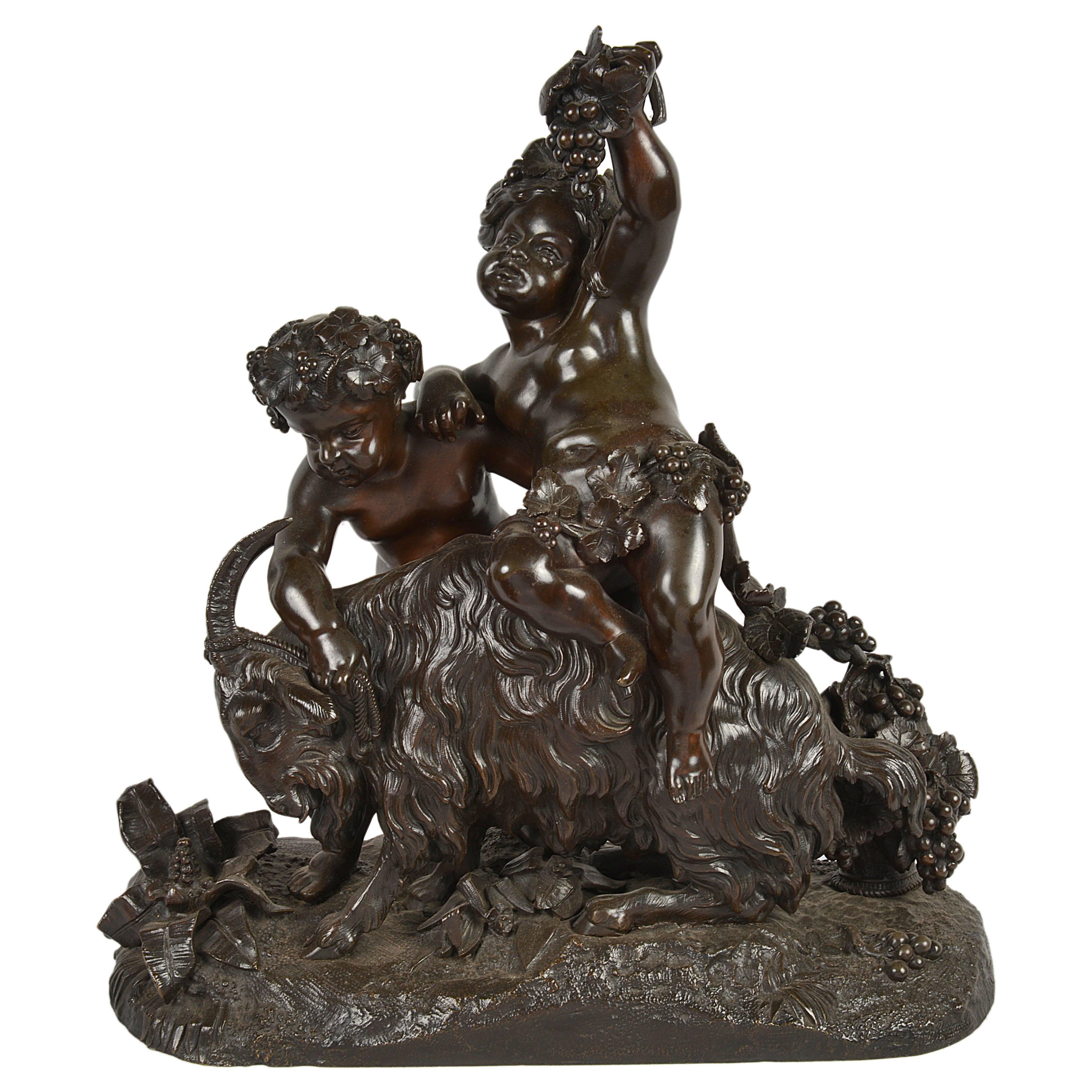 Groupe Bacchus en bronze classique du 19e siècle en vente